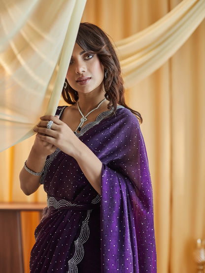 Dhiyona KS Women's Embellished Beads and Stones Pure Silk Saree