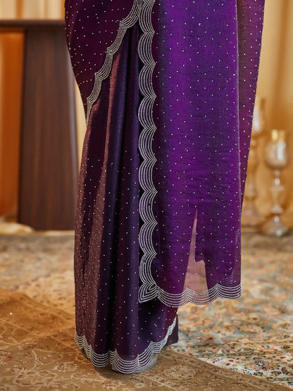 Dhiyona KS Women's Embellished Beads and Stones Pure Silk Saree