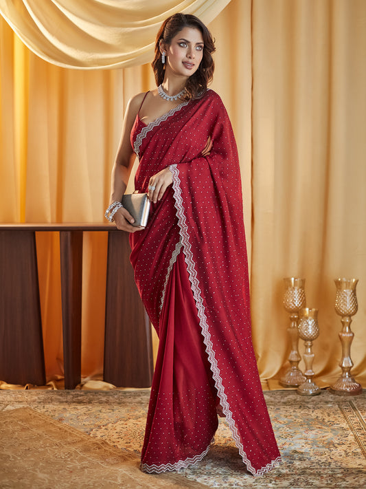 Dhiyona KS Women's Women Embellished Beads and Stones Saree