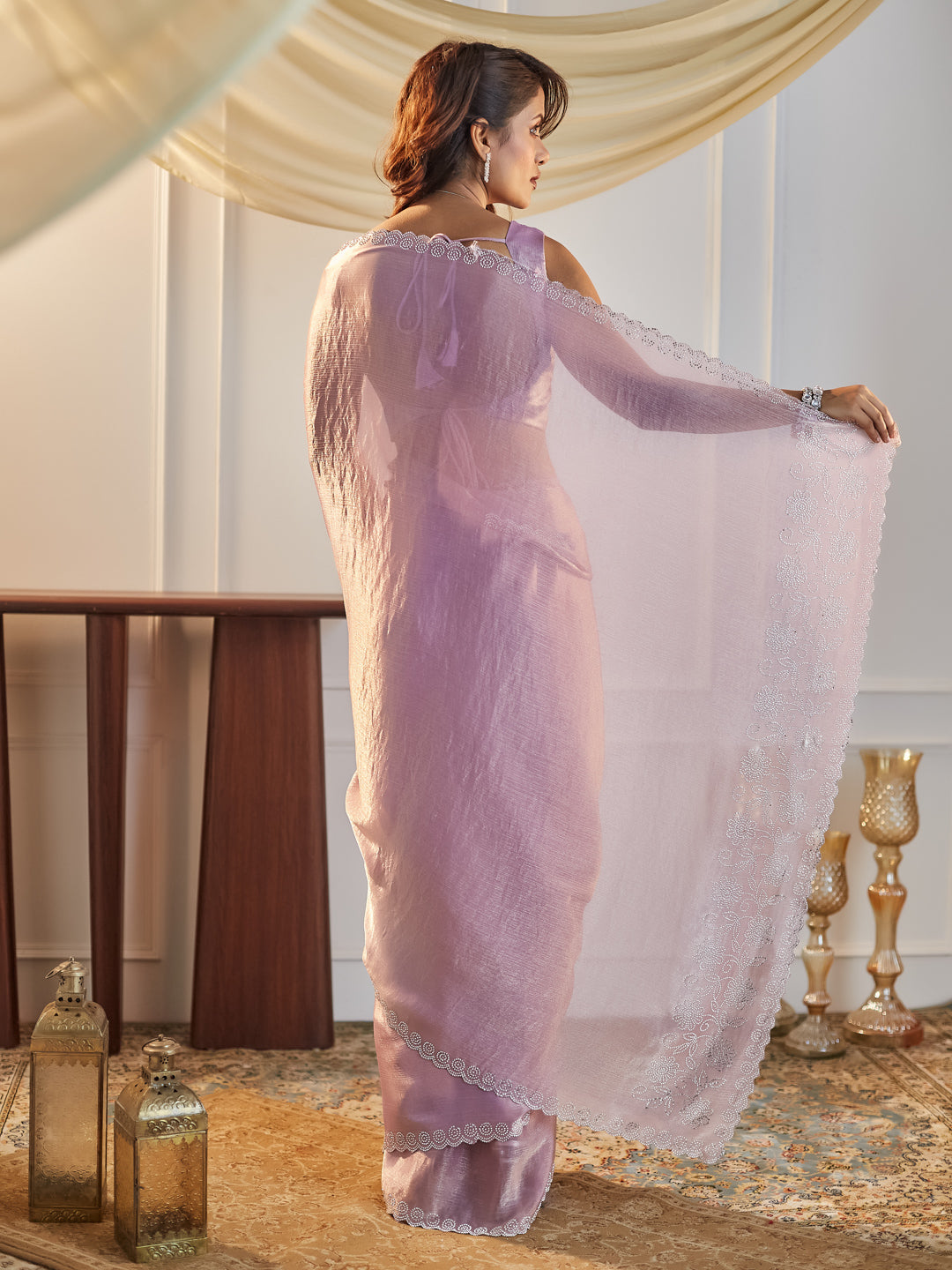 Dhiyona KS Women's Beads and Stones Silk Blend Saree