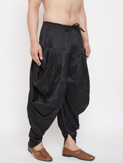 Men's Black Silk Blend Regular Dhoti