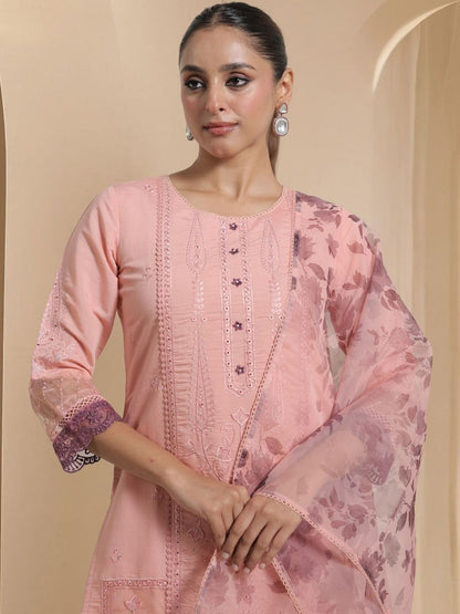 Women Floral Embroidered Regular Thread Work Kurta with Trousers & With Dupatta