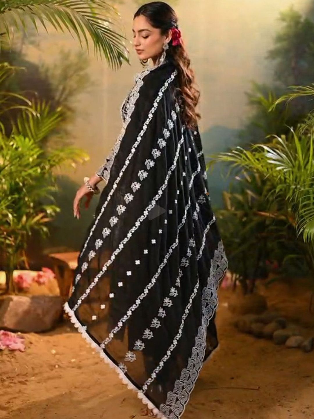 Women Floral Embroidered Cotton Kurta with Trousers & Dupatta