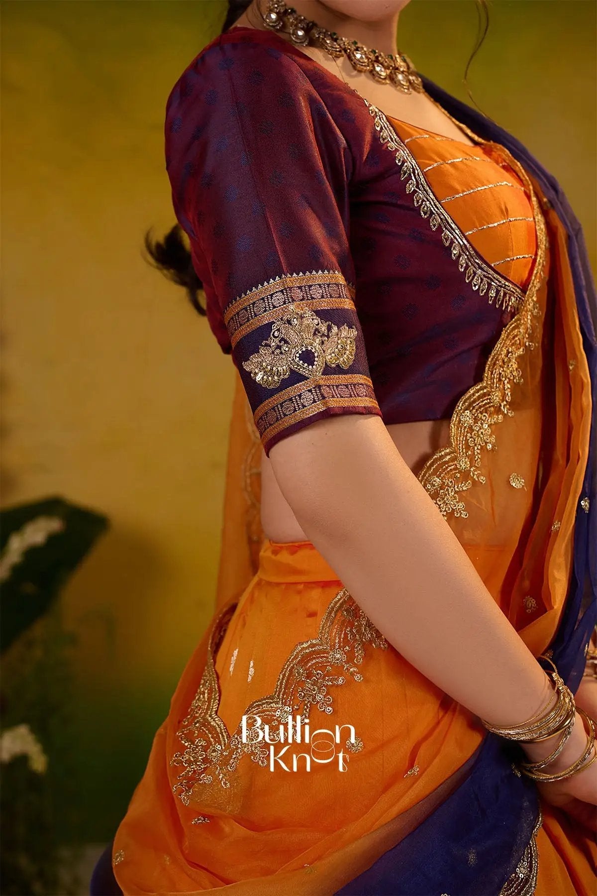 Dhiyona BN Kesar ratri Soft Silk Lehenga Set In Orange