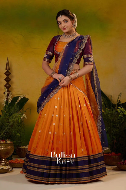 Dhiyona BN Kesar ratri Soft Silk Lehenga Set In Orange