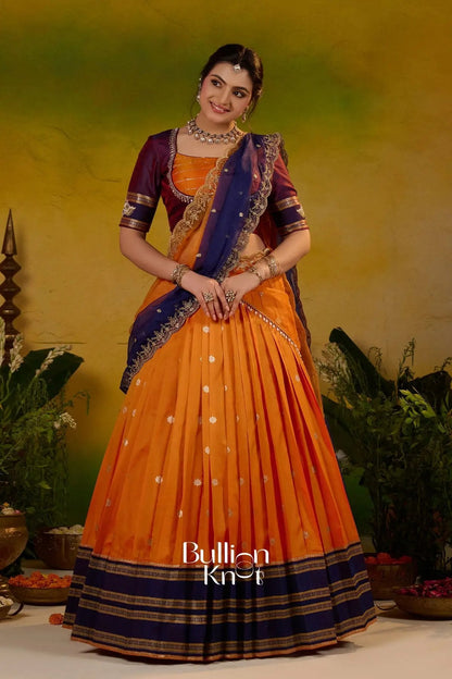 Dhiyona BN Kesar ratri Soft Silk Lehenga Set In Orange