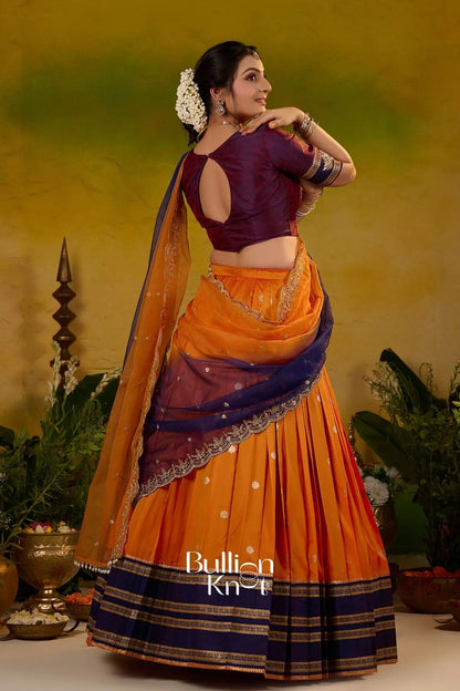 Dhiyona BN Kesar ratri Soft Silk Lehenga Set In Orange