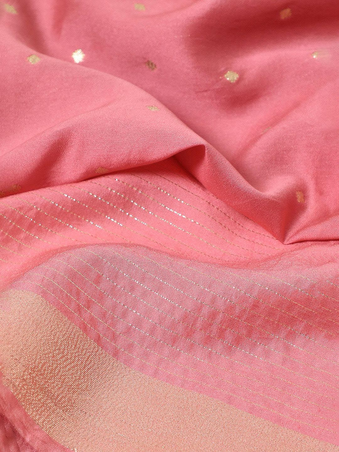 Dhiyona SO Women's Ethnic Motifs Embroidered Chanderi Silk A-Line Kurta with Trousers & With Dupatta