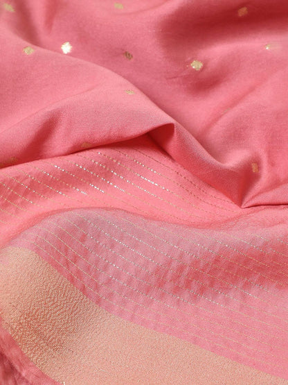 Dhiyona SO Women's Ethnic Motifs Embroidered Chanderi Silk A-Line Kurta with Trousers & With Dupatta