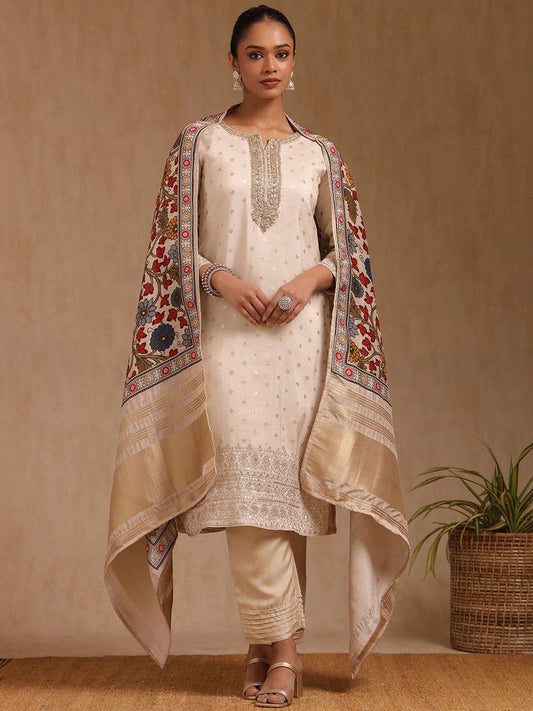 Dhiyona SO Women's Women Floral Regular Zardozi Kurta with Trousers & With Dupatta