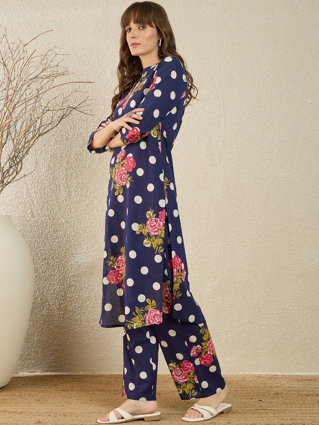 Floral Printed Pure Cotton Kurta With Trouser