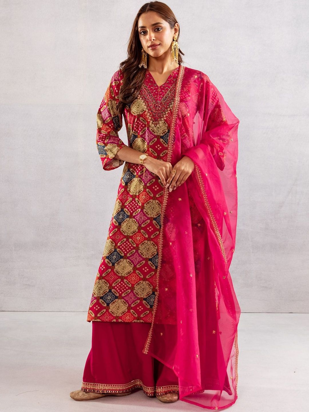 Women Ethnic Motifs Printed Kurta with Palazzos & Dupatta