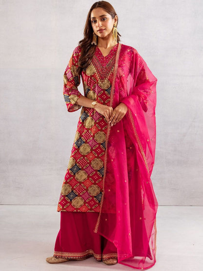 Women Ethnic Motifs Printed Kurta with Palazzos & Dupatta
