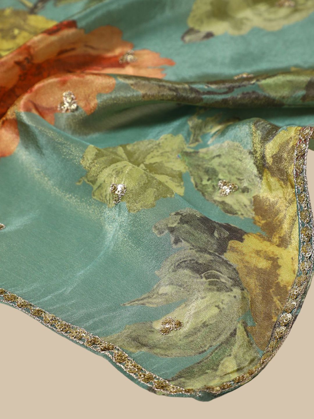 Dhiyona SO Women's Ethnic Motifs Embroidered Zari Straight Kurti with Palazzos & Dupatta