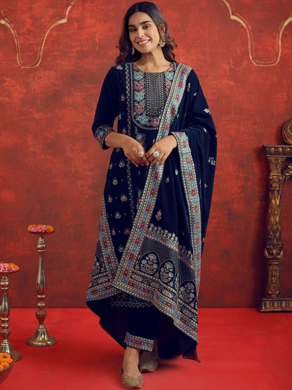 Women Ethnic Motifs Embroidered Kurta with Trousers & Dupatta