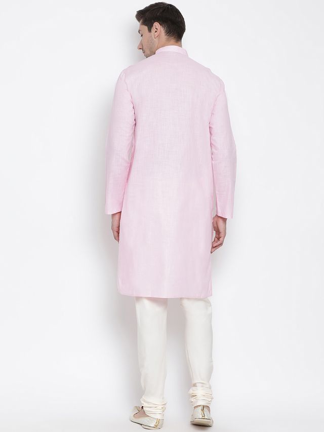 Men's Purple Cotton Linen Straight Kurta Pyjama Set