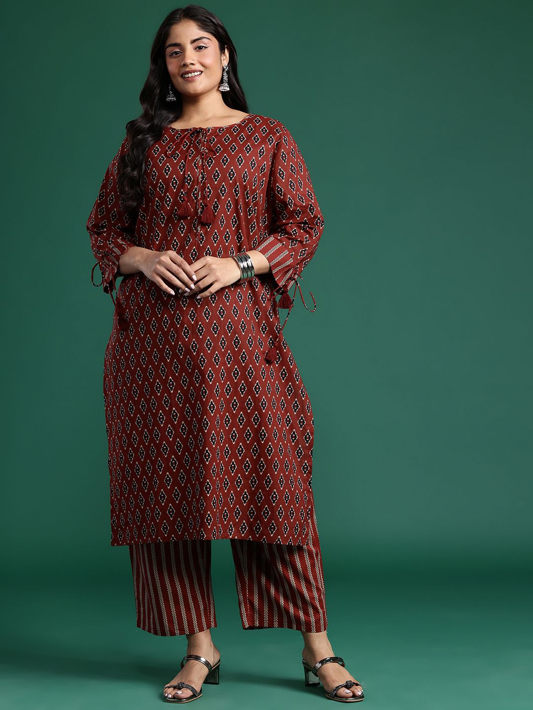 Ethnic Motifs Print Pure Cotton Kurta with Trousers