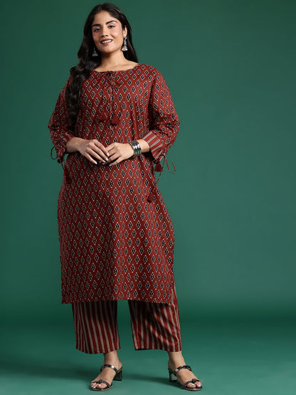 Ethnic Motifs Print Pure Cotton Kurta with Trousers