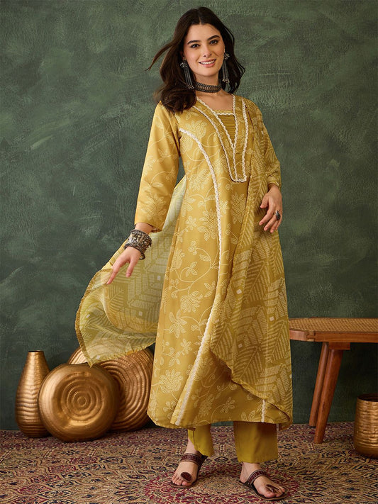 Dhiyona KL Women Printed A-Line Kurta Set