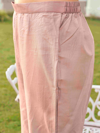 Dhiyona TI Women's Mauve Embroidery Kurta with Organza Dupatta