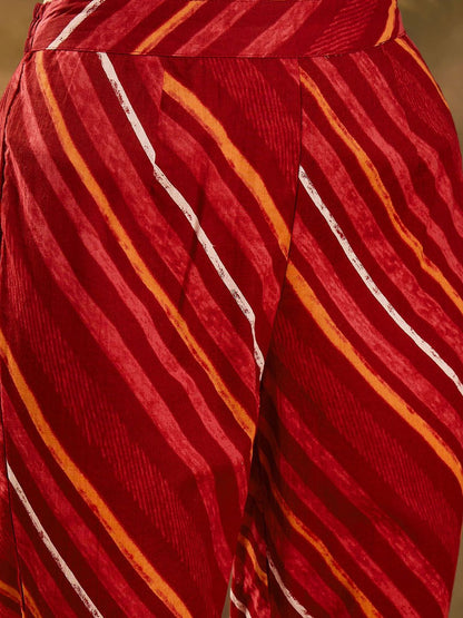 Dhiyona SN Women's Printed With Gota Patti Pure Cotton Anarkali Kurta with Trousers & Dupatta