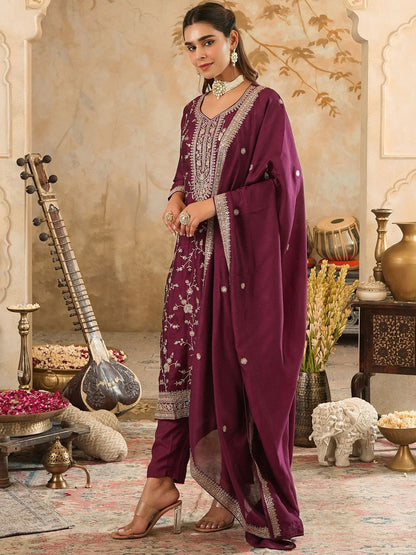 Women Ethnic Motifs Embroidered Kurta with Trousers & Dupatta