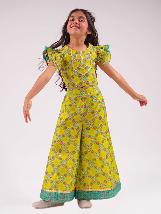 Raangoli Crop Top with Palazzo Girls Co-ordinate set
