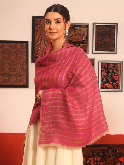 Dhiyona PA Striped Woven Design Mirage Fine Woollen Reversible Shawl