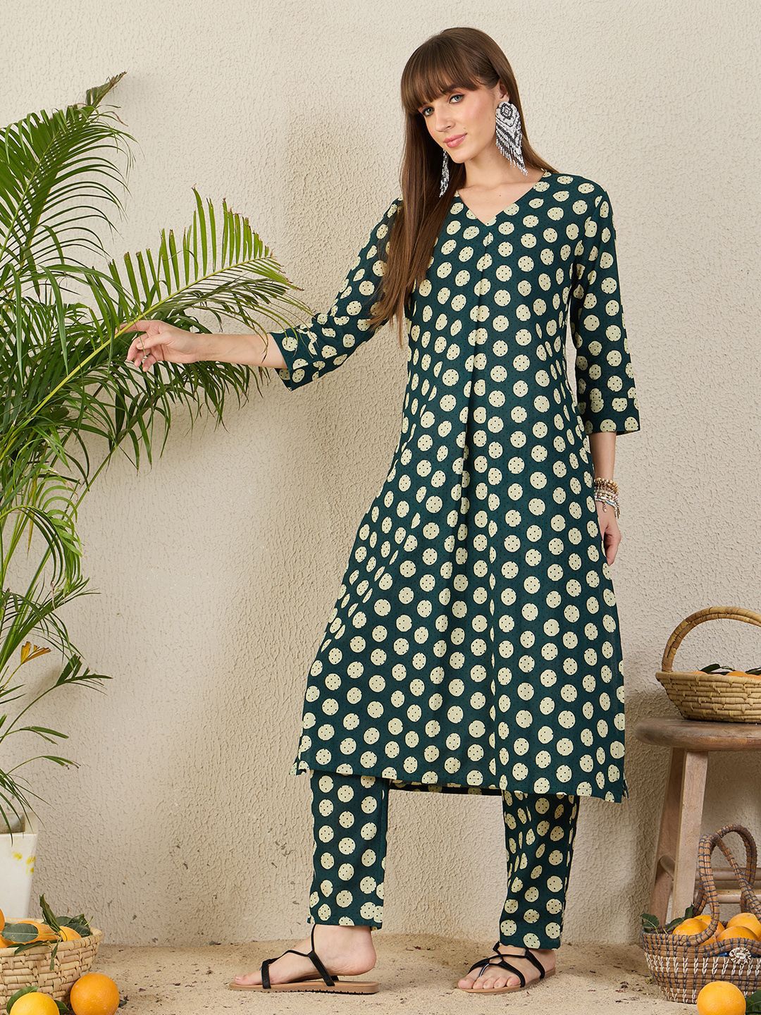 Dhiyona IE Printed Pure Cotton Tunic With Trousers