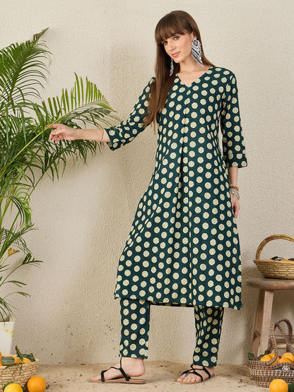 Dhiyona IE Printed Pure Cotton Tunic With Trousers