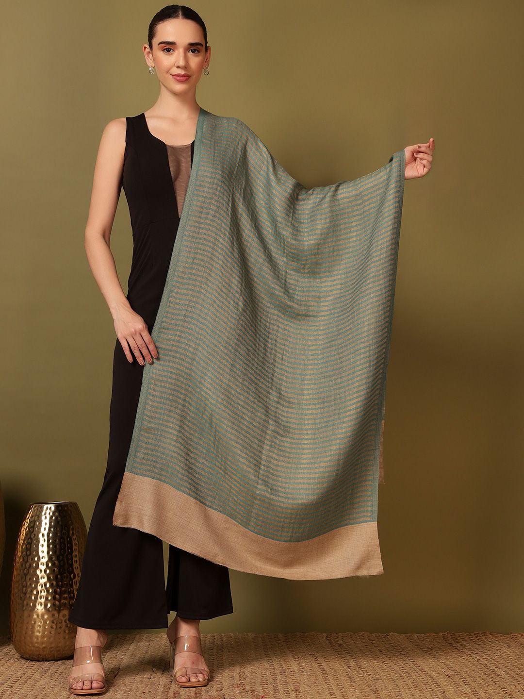 Dhiyona PA Striped Wool Reversible Shawl