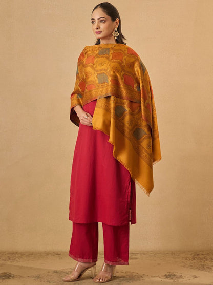 Dhiyona PA Shameem Ethnic Motifs Woven Design Kani Woolen Shawl