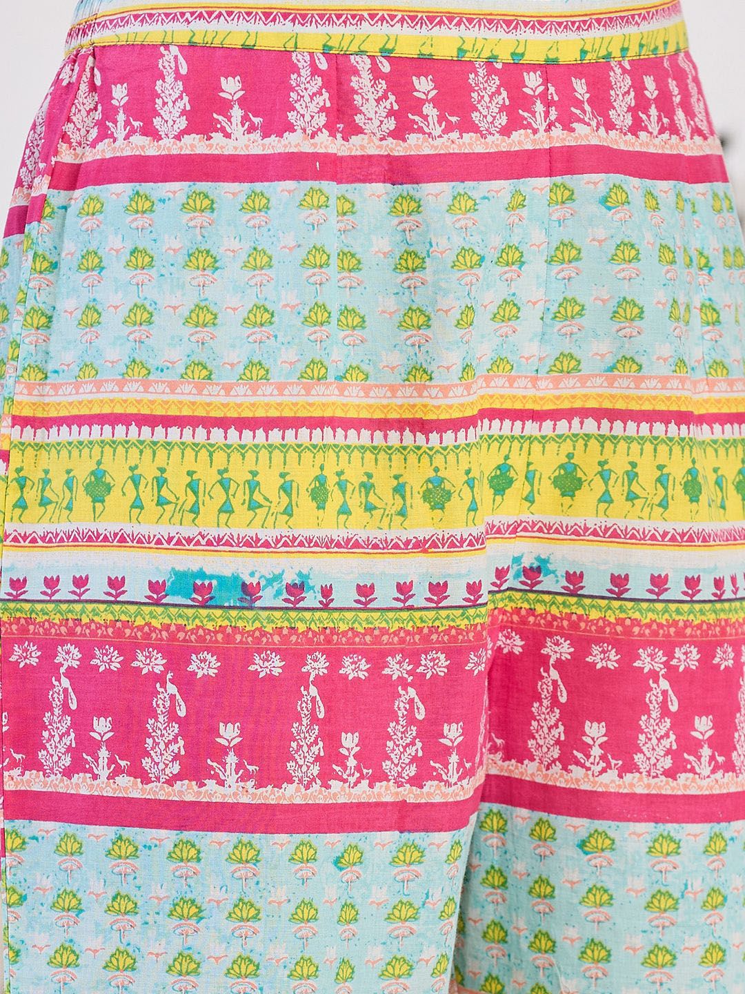 V-Neck Printed Pure Cotton A-Line Kurta with Trousers