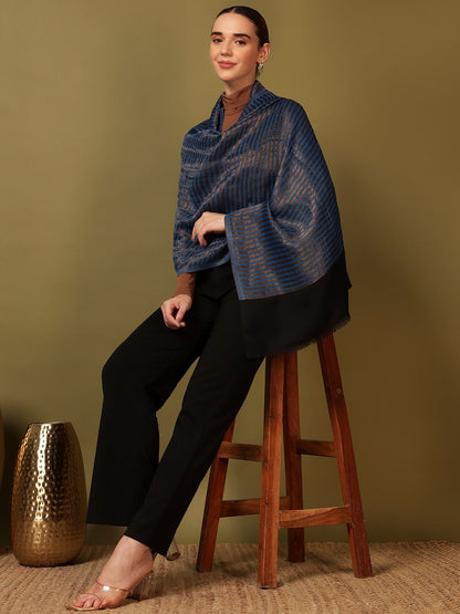 Dhiyona PA Striped Woven Design Woollen Reversible Shawl