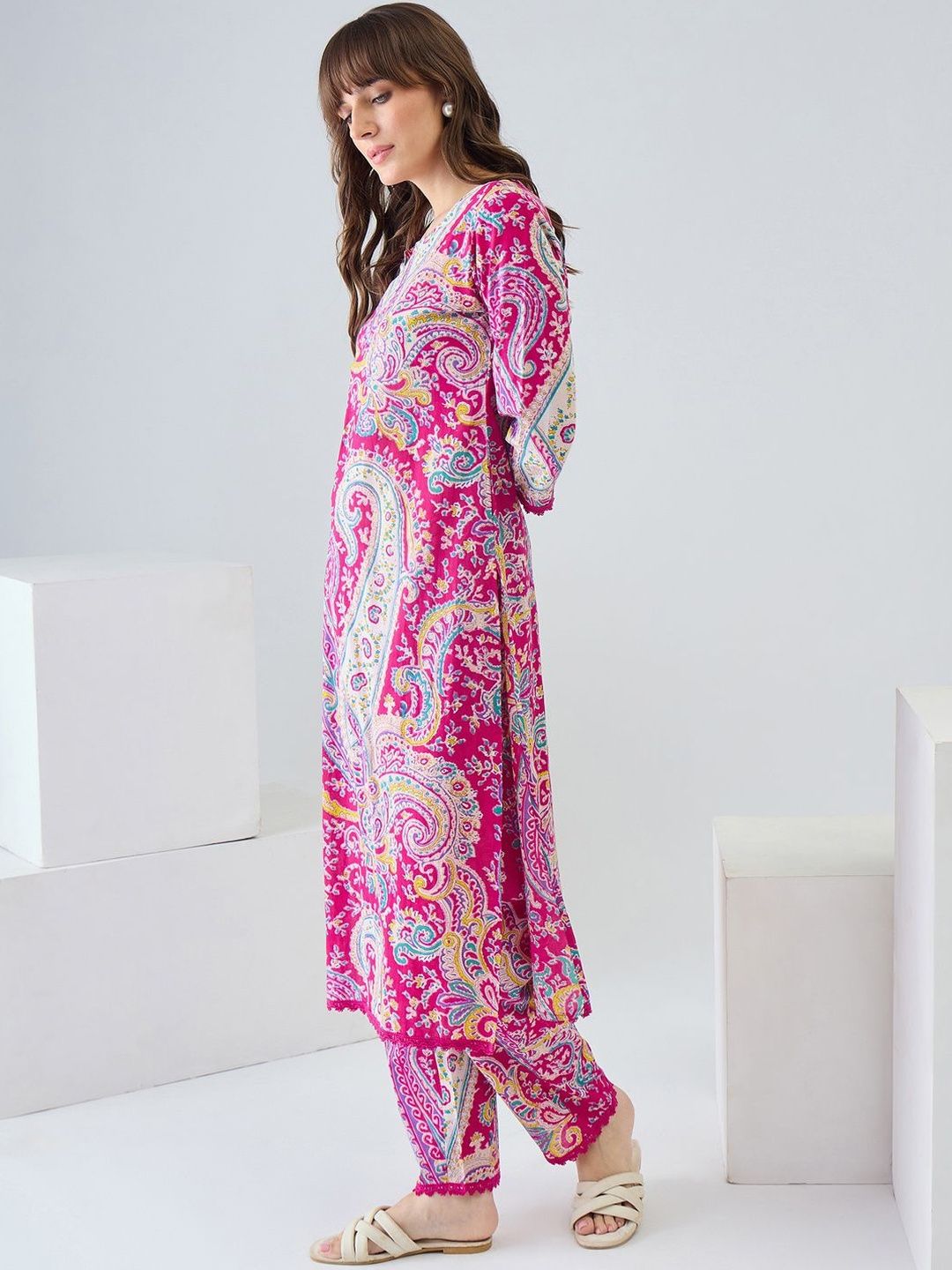 Women Paisley Printed Regular Pure Cotton Kurta with Trousers