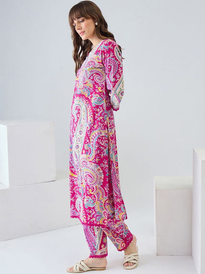 Women Paisley Printed Regular Pure Cotton Kurta with Trousers