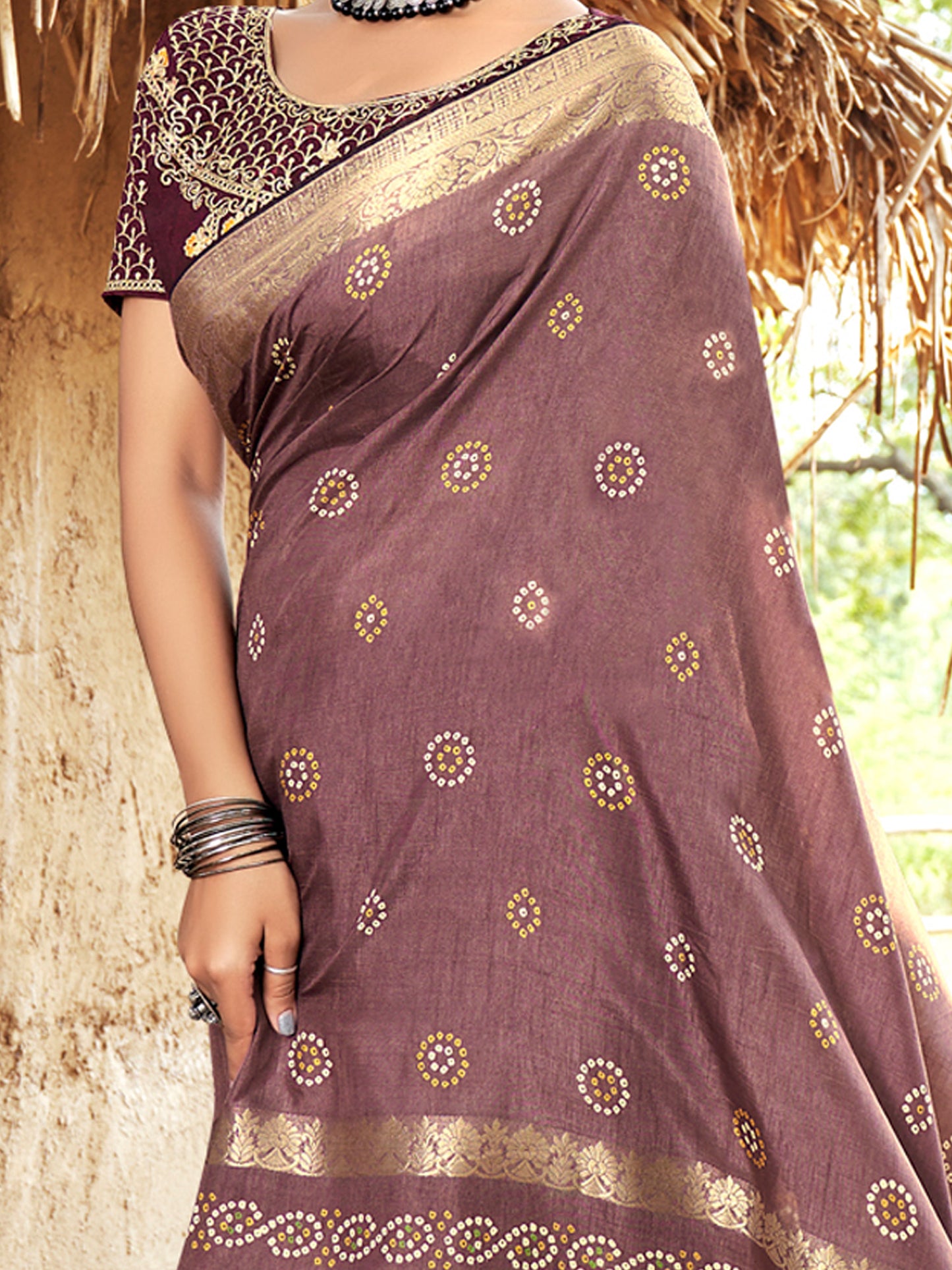 Women's Pure Silk Mauve Woven Design Designer Saree With Blouse Piece