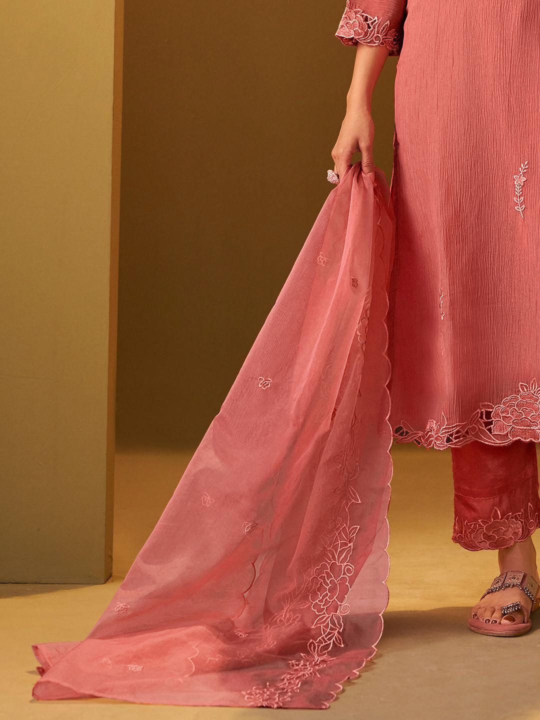 Women Floral Embroidered Kurta with Trousers & Dupatta