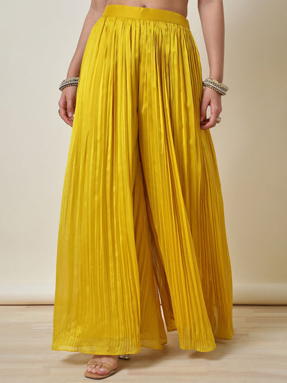 Dhiyona SO Women's Women Alina Cut Ethnic Motifs Embroidered Pleated Sequinned Kurta with Palazzos & With Dupatta