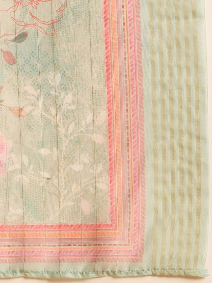 Women's Women Ethnic Motifs Printed Regular Chikankari Kurta with Trousers & With Dupatta