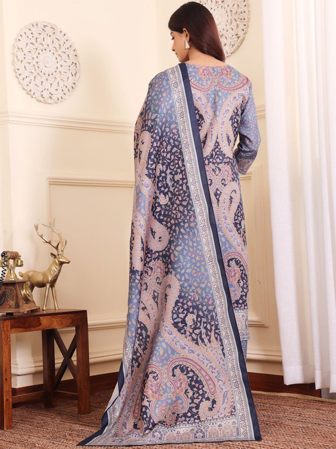 Dhiyona VA Women'sPaisley Printed Straight Kurta with Trouser & Dupatta