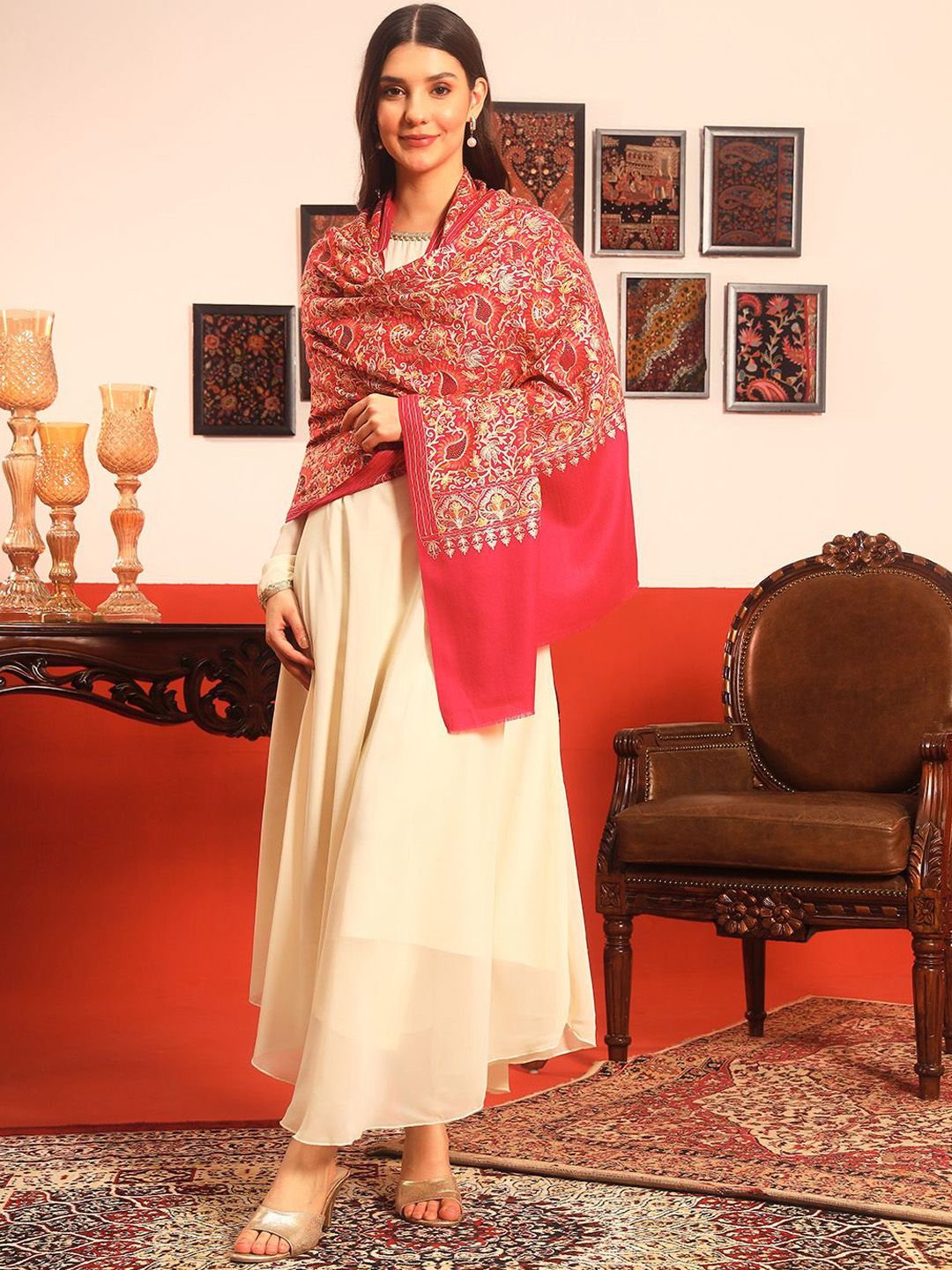 Dhiyona PA Paisley Embroidered Zari Shawl