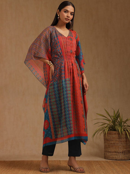 Dhiyona SO Women's Women Ethnic Motifs Printed Kaftan Kurta with Trousers