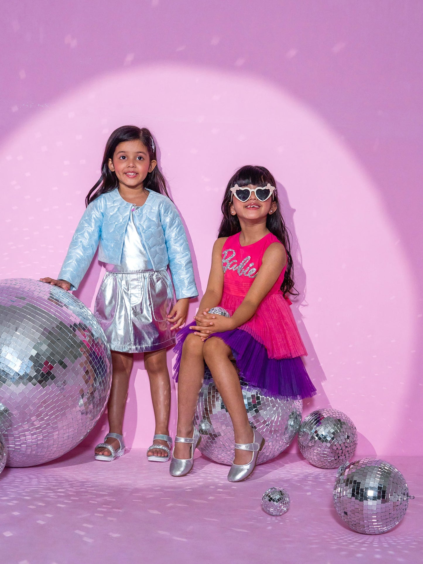 Girls Pink Layered Barbie Dress