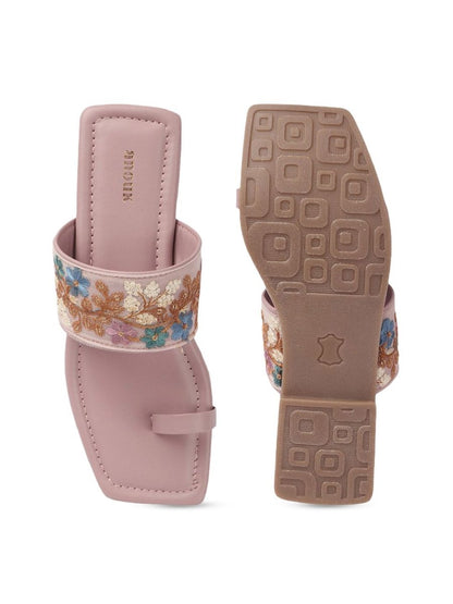 Dhiyona AK Women Printed Ethnic One Toe Flats with Embroidered