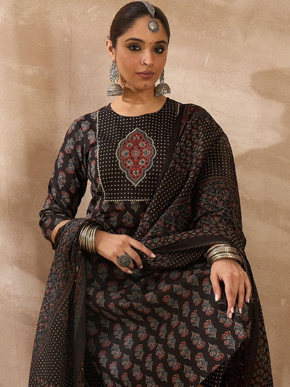 Women Ethnic Motifs Printed Cotton Kurta with Trousers & Dupatta