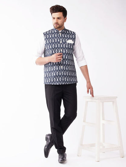 Men's Black Cotton Straight Nehru Jacket