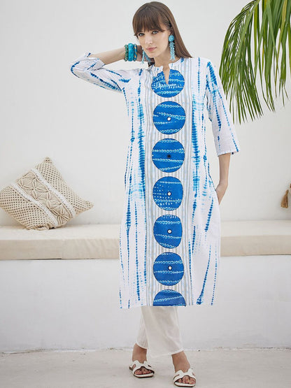 Tie And Dye Screen Technique Pure Cotton Kurta With Trousers & Dupatta