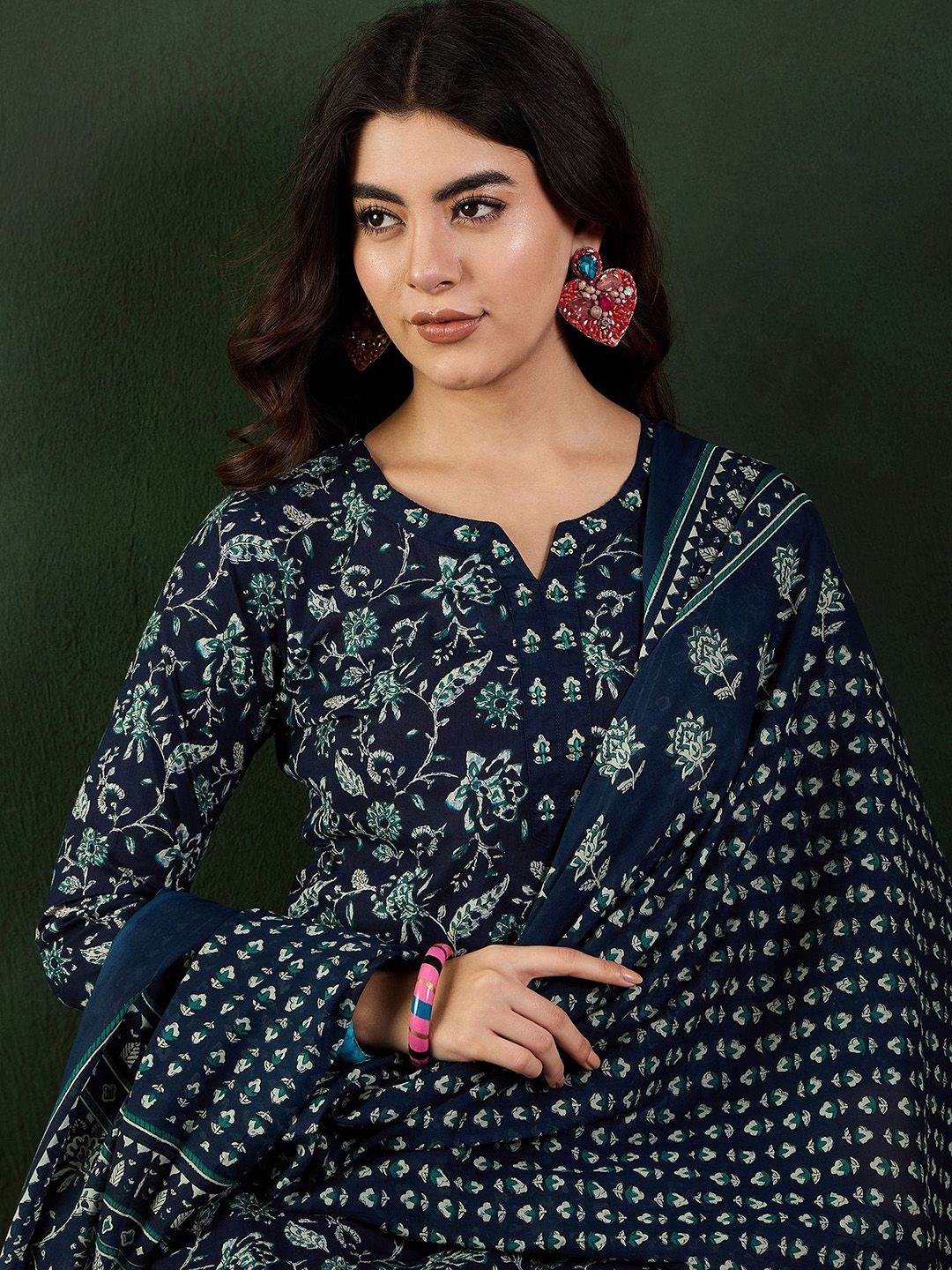Dhiyona SN Women's Printed Pure Cotton Kurta Set With Dupatta