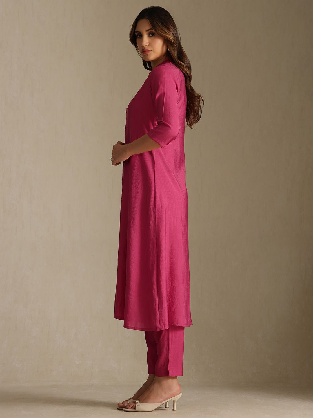 Dhiyona SO Women's Women Mandarin Collar A-Line Kurta with Trousers